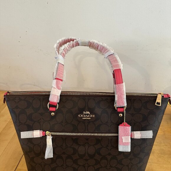 Coach Signature Gallery Tote (brown & pink) - Picture 1 of 7